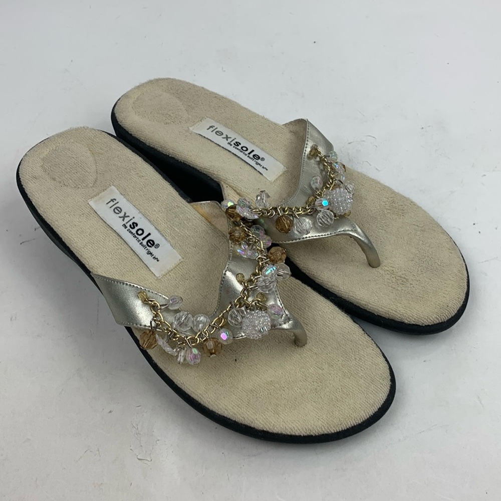 Flexisole Sandals Flip Flops Size 8 Beaded chain design thong toe style